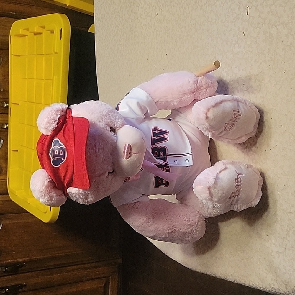 Baseball pink plush bear